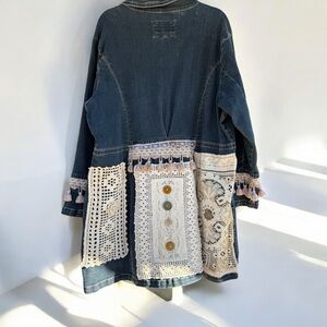 Gorgeous hand upcycled denim coat sz 2x